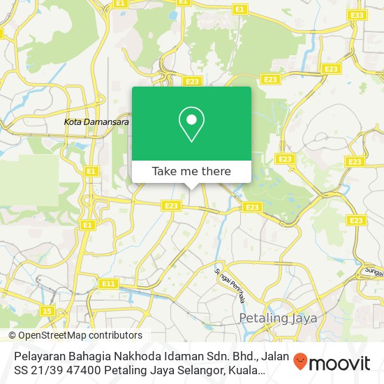 Peta Pelayaran Bahagia Nakhoda Idaman Sdn. Bhd., Jalan SS 21 / 39 47400 Petaling Jaya Selangor