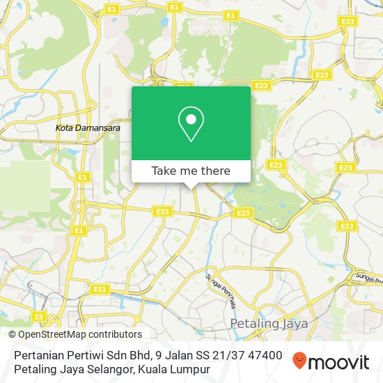 Pertanian Pertiwi Sdn Bhd, 9 Jalan SS 21 / 37 47400 Petaling Jaya Selangor map