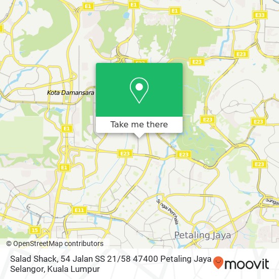 Peta Salad Shack, 54 Jalan SS 21 / 58 47400 Petaling Jaya Selangor