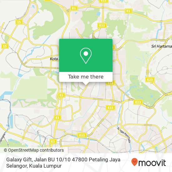 Peta Galaxy Gift, Jalan BU 10 / 10 47800 Petaling Jaya Selangor