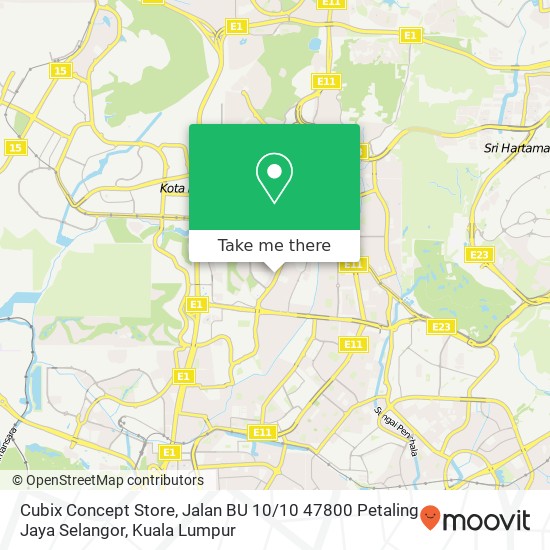 Peta Cubix Concept Store, Jalan BU 10 / 10 47800 Petaling Jaya Selangor
