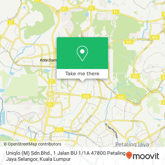 Uniqlo (M) Sdn.Bhd., 1 Jalan BU 1 / 1A 47800 Petaling Jaya Selangor map