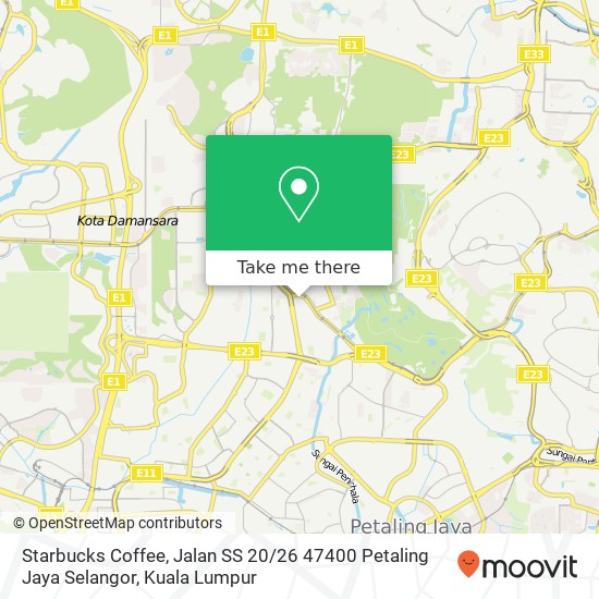 Peta Starbucks Coffee, Jalan SS 20 / 26 47400 Petaling Jaya Selangor