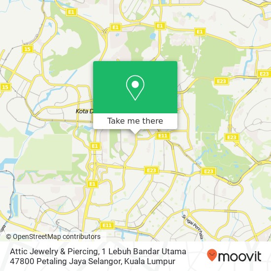 Peta Attic Jewelry & Piercing, 1 Lebuh Bandar Utama 47800 Petaling Jaya Selangor