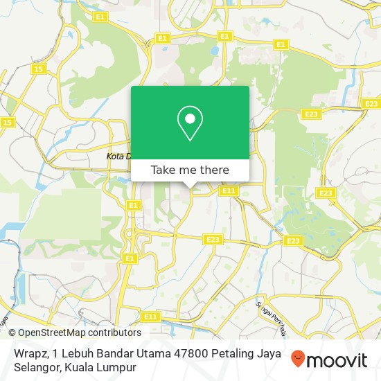 Peta Wrapz, 1 Lebuh Bandar Utama 47800 Petaling Jaya Selangor