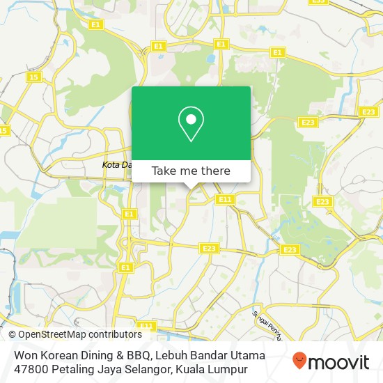 Won Korean Dining & BBQ, Lebuh Bandar Utama 47800 Petaling Jaya Selangor map