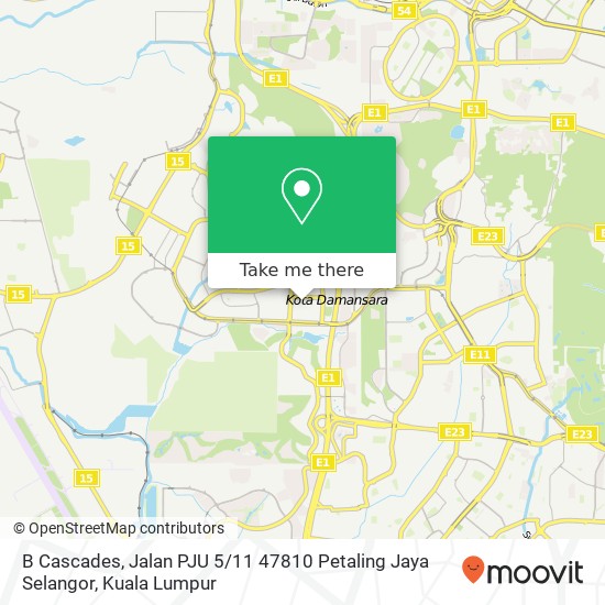 Peta B Cascades, Jalan PJU 5 / 11 47810 Petaling Jaya Selangor