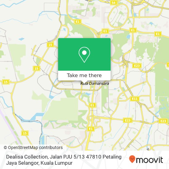 Peta Dealisa Collection, Jalan PJU 5 / 13 47810 Petaling Jaya Selangor