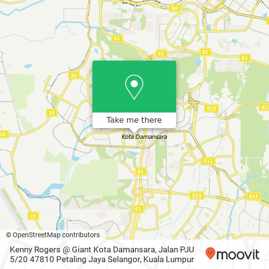 Kenny Rogers @ Giant Kota Damansara, Jalan PJU 5 / 20 47810 Petaling Jaya Selangor map