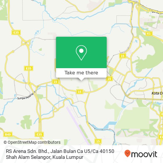 Peta RS Arena Sdn. Bhd., Jalan Bulan Ca U5 / Ca 40150 Shah Alam Selangor