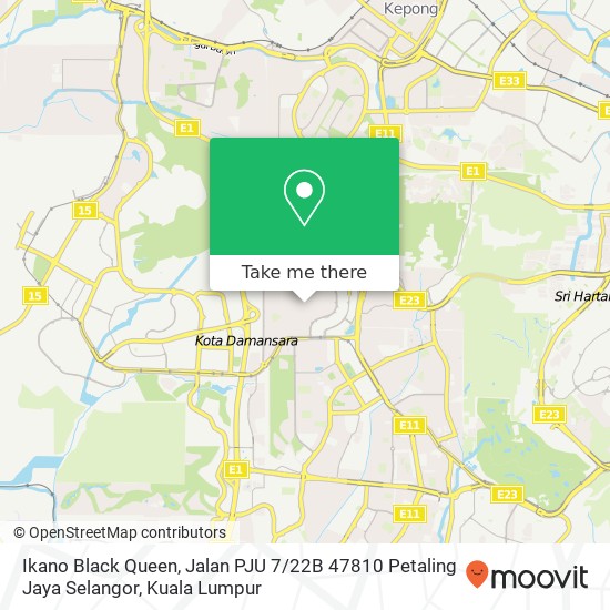 Peta Ikano Black Queen, Jalan PJU 7 / 22B 47810 Petaling Jaya Selangor