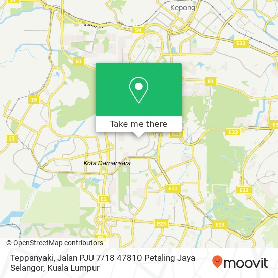 Peta Teppanyaki, Jalan PJU 7 / 18 47810 Petaling Jaya Selangor