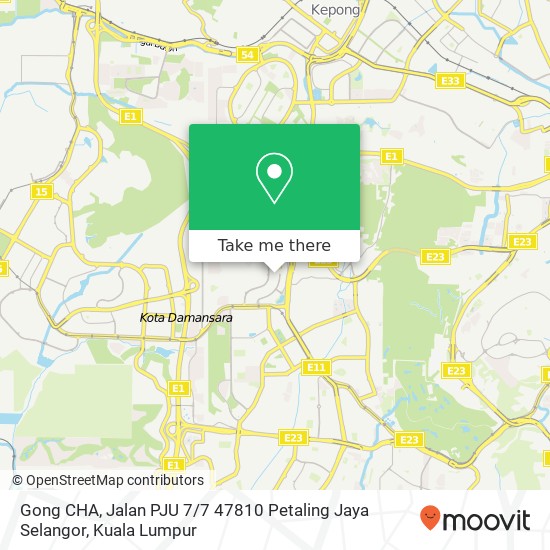 Peta Gong CHA, Jalan PJU 7 / 7 47810 Petaling Jaya Selangor