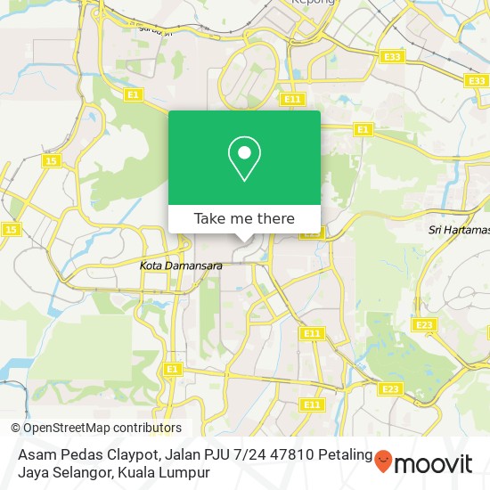Peta Asam Pedas Claypot, Jalan PJU 7 / 24 47810 Petaling Jaya Selangor