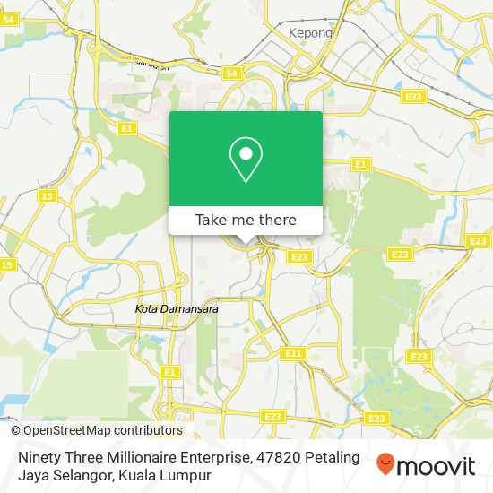 Ninety Three Millionaire Enterprise, 47820 Petaling Jaya Selangor map