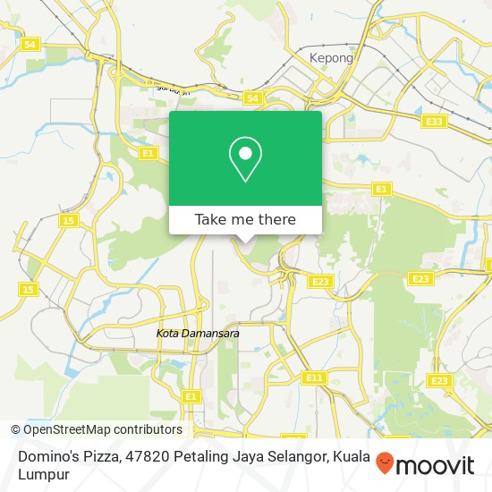 Peta Domino's Pizza, 47820 Petaling Jaya Selangor