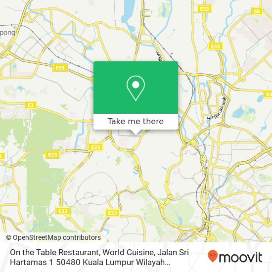 Peta On the Table Restaurant, World Cuisine, Jalan Sri Hartamas 1 50480 Kuala Lumpur Wilayah Persekutuan