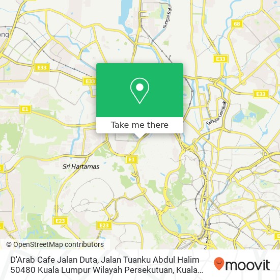 Peta D'Arab Cafe Jalan Duta, Jalan Tuanku Abdul Halim 50480 Kuala Lumpur Wilayah Persekutuan