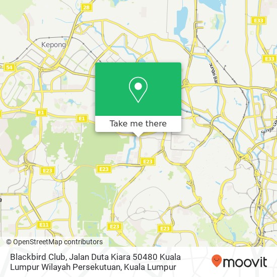 Peta Blackbird Club, Jalan Duta Kiara 50480 Kuala Lumpur Wilayah Persekutuan