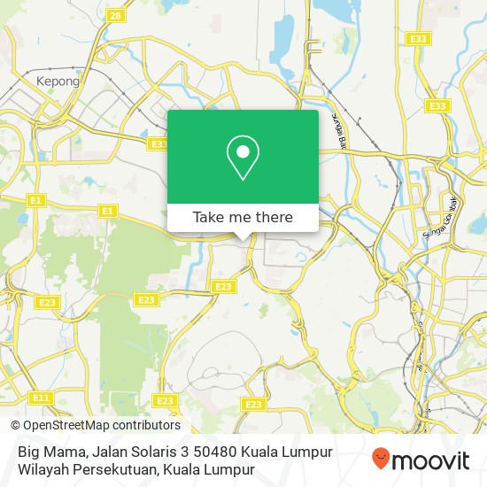 Peta Big Mama, Jalan Solaris 3 50480 Kuala Lumpur Wilayah Persekutuan