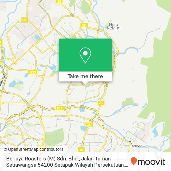 Berjaya Roasters (M) Sdn. Bhd., Jalan Taman Setiawangsa 54200 Setapak Wilayah Persekutuan map