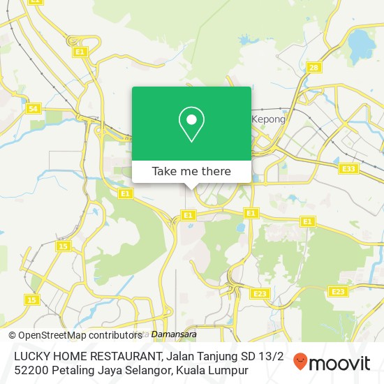 LUCKY HOME RESTAURANT, Jalan Tanjung SD 13 / 2 52200 Petaling Jaya Selangor map