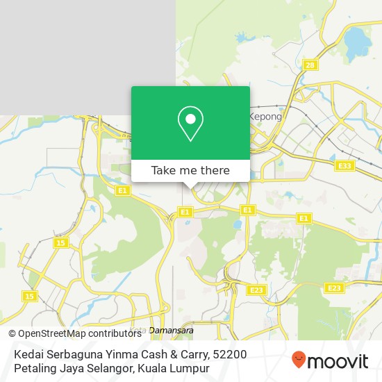 Peta Kedai Serbaguna Yinma Cash & Carry, 52200 Petaling Jaya Selangor