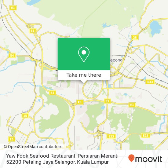 Peta Yaw Fook Seafood Restaurant, Persiaran Meranti 52200 Petaling Jaya Selangor