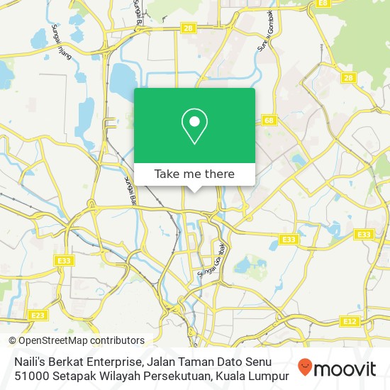 Peta Naili's Berkat Enterprise, Jalan Taman Dato Senu 51000 Setapak Wilayah Persekutuan