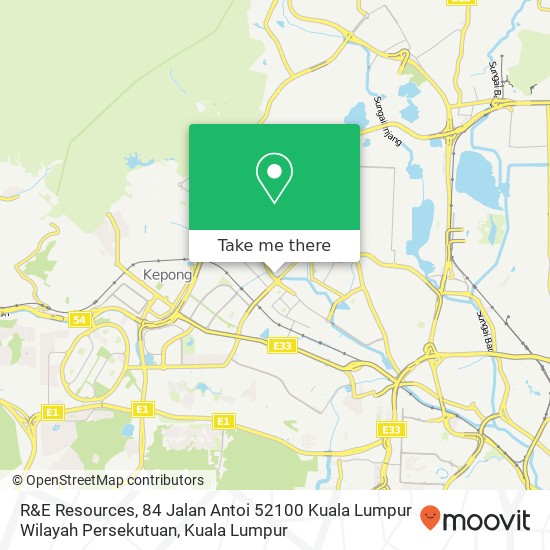 R&E Resources, 84 Jalan Antoi 52100 Kuala Lumpur Wilayah Persekutuan map