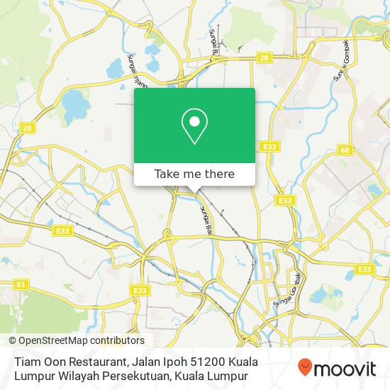 Peta Tiam Oon Restaurant, Jalan Ipoh 51200 Kuala Lumpur Wilayah Persekutuan
