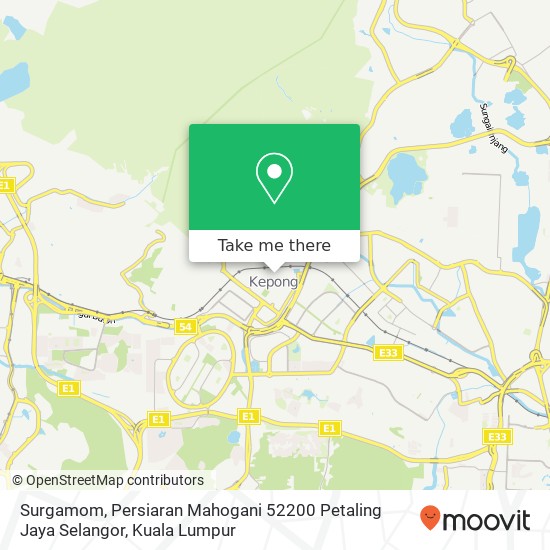Peta Surgamom, Persiaran Mahogani 52200 Petaling Jaya Selangor