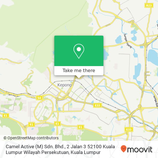 Camel Active (M) Sdn. Bhd., 2 Jalan 3 52100 Kuala Lumpur Wilayah Persekutuan map