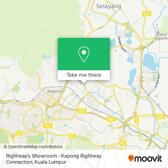 Rightway's Showroom - Kepong Rightway Connection map