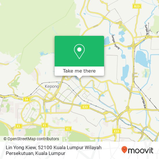 Peta Lin Yong Kiew, 52100 Kuala Lumpur Wilayah Persekutuan