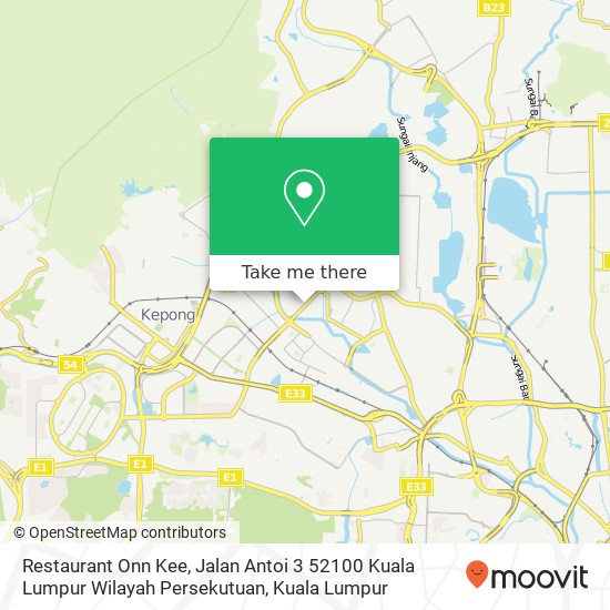 Restaurant Onn Kee, Jalan Antoi 3 52100 Kuala Lumpur Wilayah Persekutuan map