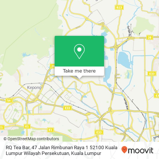 Peta RQ Tea Bar, 47 Jalan Rimbunan Raya 1 52100 Kuala Lumpur Wilayah Persekutuan