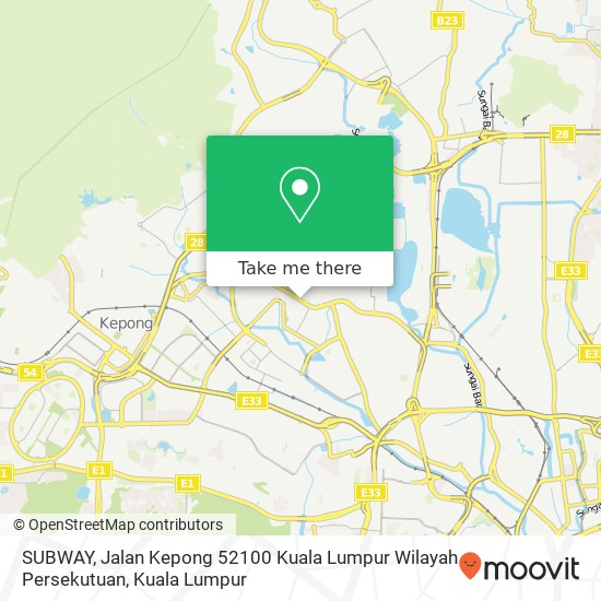 Peta SUBWAY, Jalan Kepong 52100 Kuala Lumpur Wilayah Persekutuan