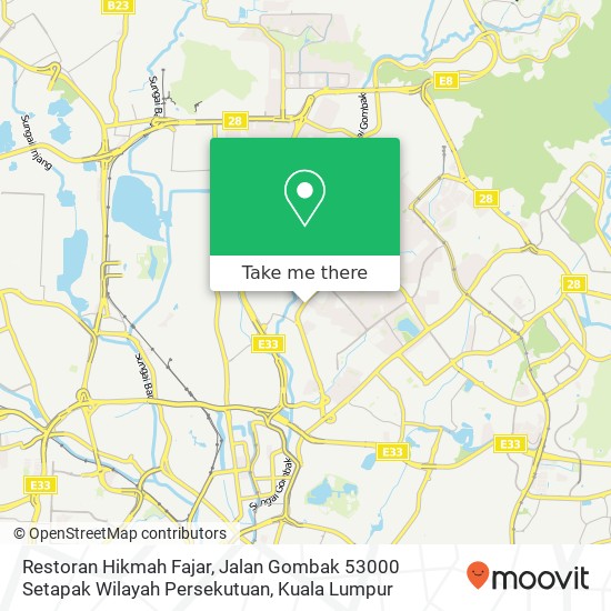 Peta Restoran Hikmah Fajar, Jalan Gombak 53000 Setapak Wilayah Persekutuan