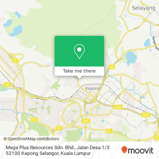 Peta Mega Plus Resources Sdn. Bhd., Jalan Desa 1 / 3 52100 Kepong Selangor