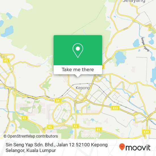 Sin Seng Yap Sdn. Bhd., Jalan 12 52100 Kepong Selangor map