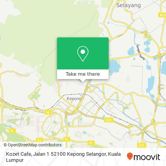 Peta Kozet Cafe, Jalan 1 52100 Kepong Selangor