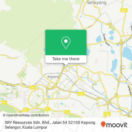 SRY Resources Sdn. Bhd., Jalan 54 52100 Kepong Selangor map