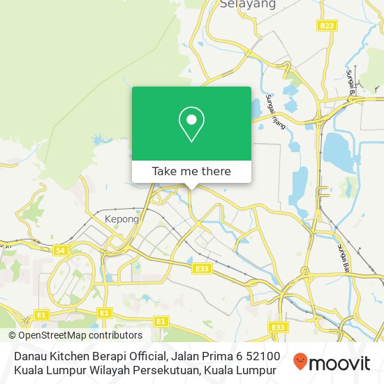 Peta Danau Kitchen Berapi Official, Jalan Prima 6 52100 Kuala Lumpur Wilayah Persekutuan