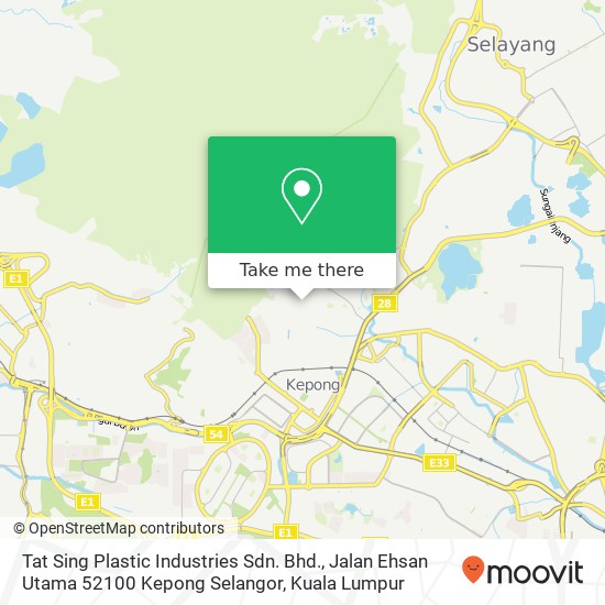 Tat Sing Plastic Industries Sdn. Bhd., Jalan Ehsan Utama 52100 Kepong Selangor map