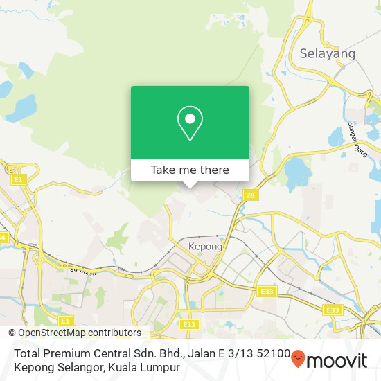 Total Premium Central Sdn. Bhd., Jalan E 3 / 13 52100 Kepong Selangor map