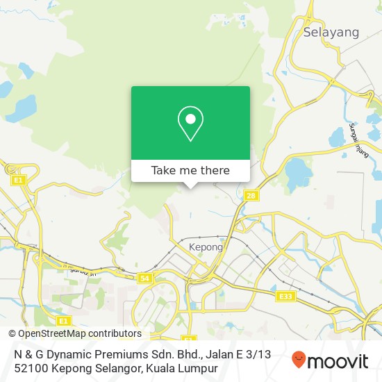 Peta N & G Dynamic Premiums Sdn. Bhd., Jalan E 3 / 13 52100 Kepong Selangor