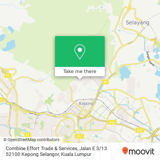 Combine Effort Trade & Services, Jalan E 3 / 13 52100 Kepong Selangor map