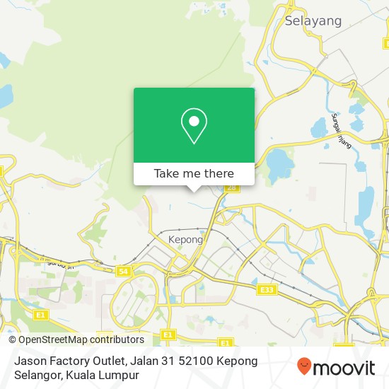 Peta Jason Factory Outlet, Jalan 31 52100 Kepong Selangor