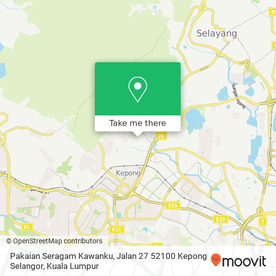 Peta Pakaian Seragam Kawanku, Jalan 27 52100 Kepong Selangor